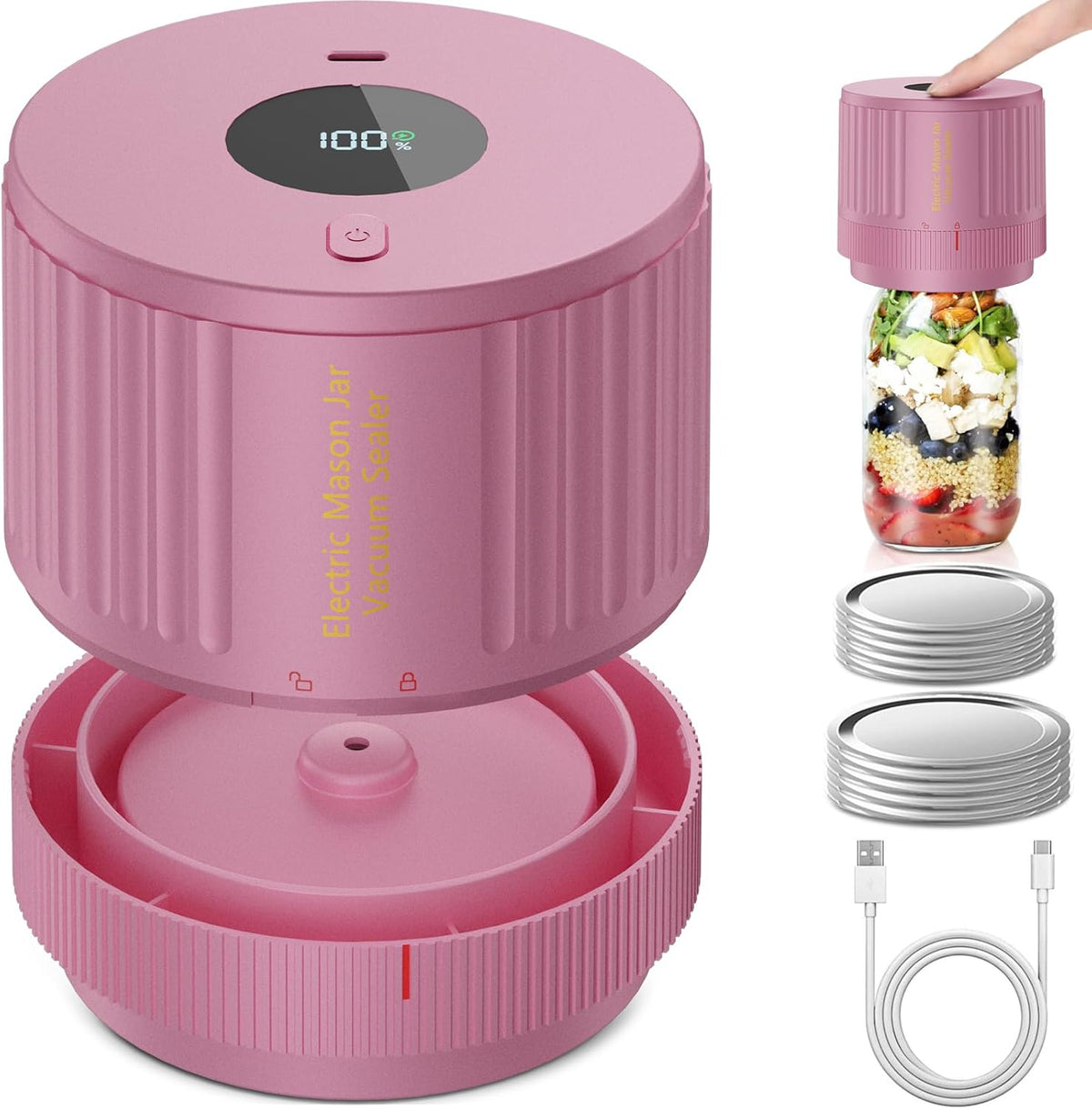 Scelleuse sous vide électrique pour bocaux Mason | Machine de conservation des aliments à une touche pour une mise sous vide sans effort