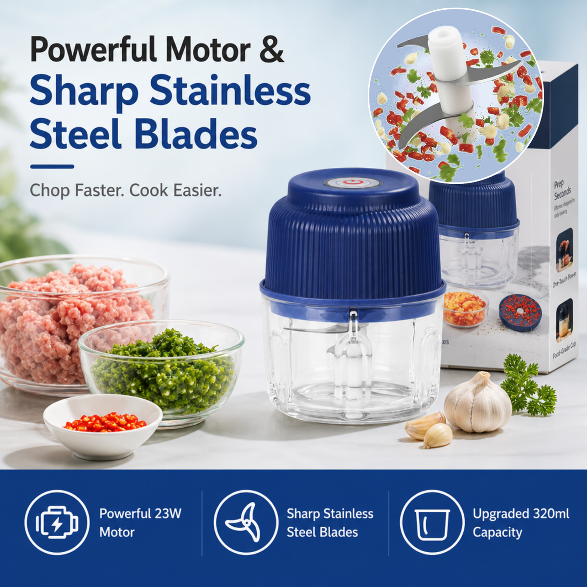 PREPPULSE – Mini Food Chopper for Fast and Convenient Meal Prep