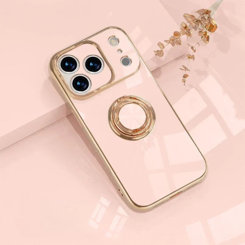 Magnetic Ring Stand iPhone Case with Shock Absorption & Microfiber Lining for iPhone 14-17 Models