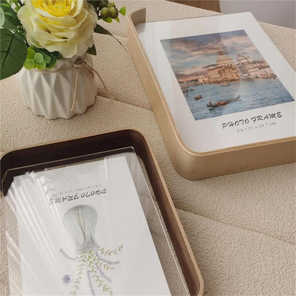 Picture Frame Double Sided, Wood Picture Frame with Acrylic Glass, Wooden Frame for Tabletop and Shelf Display
