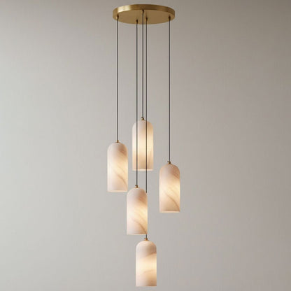 Elegant Alabaster Globe Pendant Light with Brass Finish | Adjustable Height for Versatile Illumination