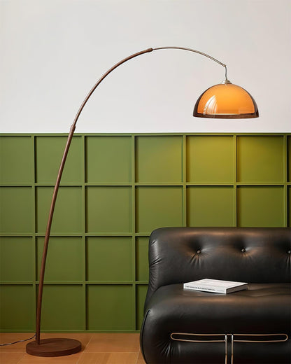 Lampadaire arc élégant | Design moderne avec abat-jour dôme chaleureux pour une ambiance cosy