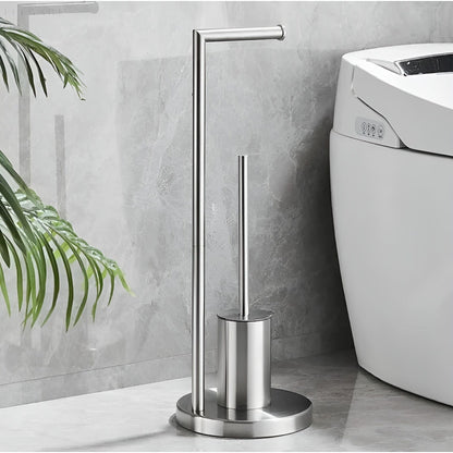 Porte-papier toilette avec brosse, porte-papier toilette sur pied, porte-brosse WC, organisateur de salle de bain gain de place