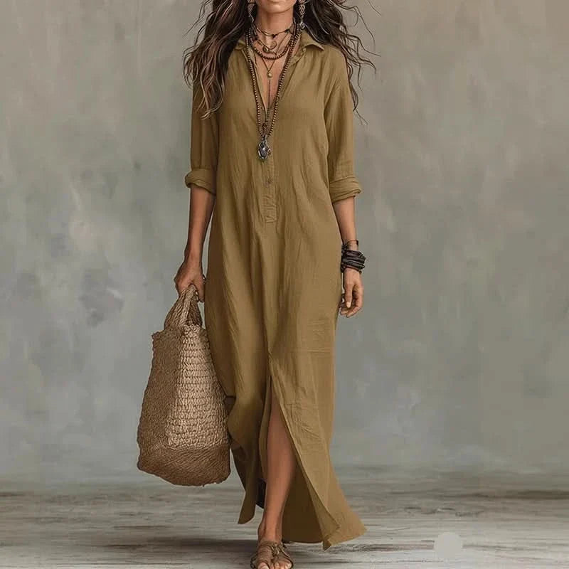 SPLITLUXE – Elegant Maxi Dress with Soft Beach Vibes