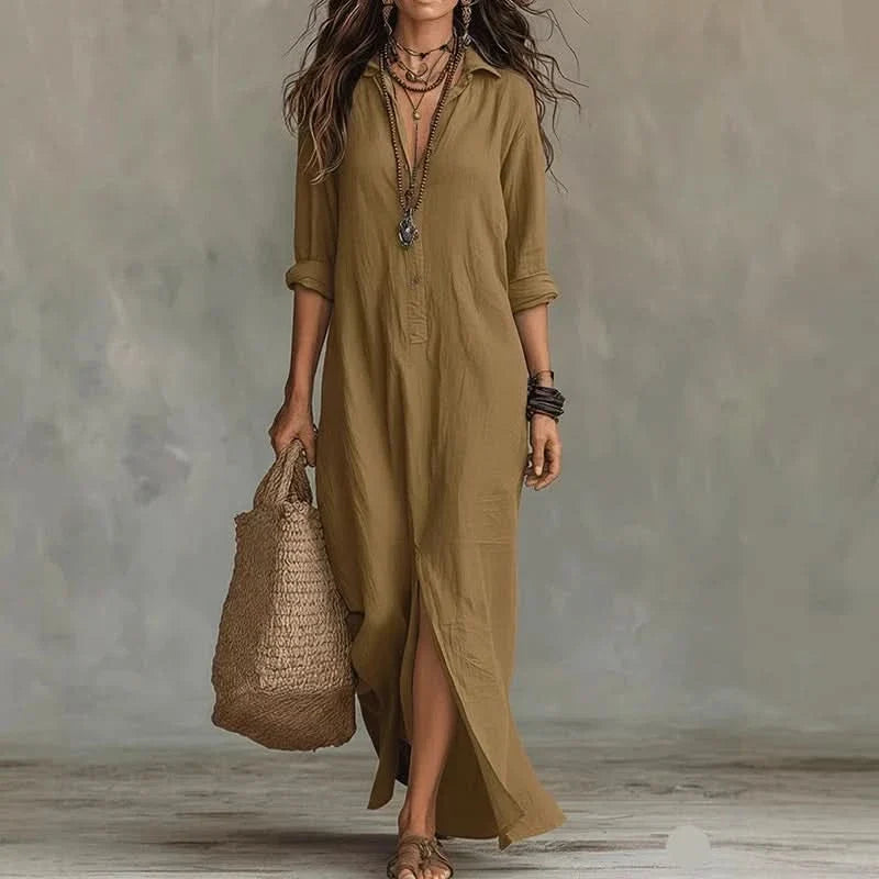 SPLITLUXE – Elegant Maxi Dress with Soft Beach Vibes