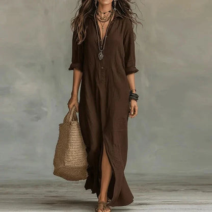 SPLITLUXE – Elegant Maxi Dress with Soft Beach Vibes