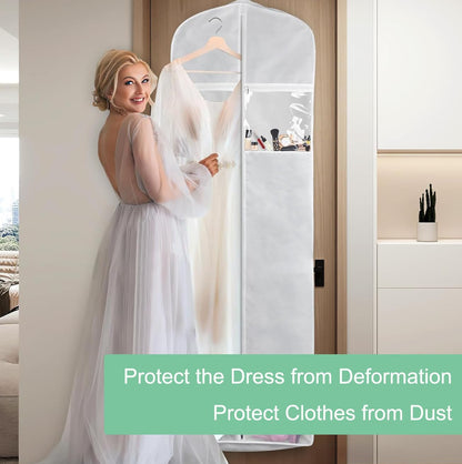 Housse à vêtements pour le voyage, housse pour robe de mariée extra large avec poches zippées, housse de protection imperméable pour robe de mariée