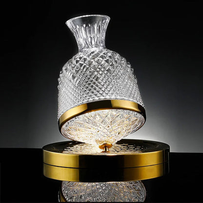 Elegant Crystal Wine Decanter | 360° Rotating Design for Enhanced Aeration