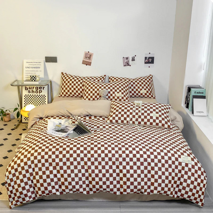 Elegant Duvet Cover Set | Checkered Pattern with Soft, Breathable Fabric for Year-Round Comfort
