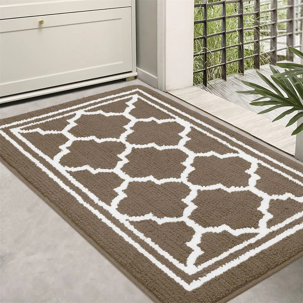 Tapis d'entrée élégant | Paillasson robuste absorbant la saleté avec base antidérapante pour usage intérieur et extérieur