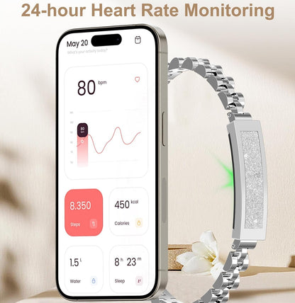 Bracelet connecté fitness élégant avec suivi de la fréquence cardiaque et du sommeil | Tracker d'activité stylé pour un meilleur suivi de santé