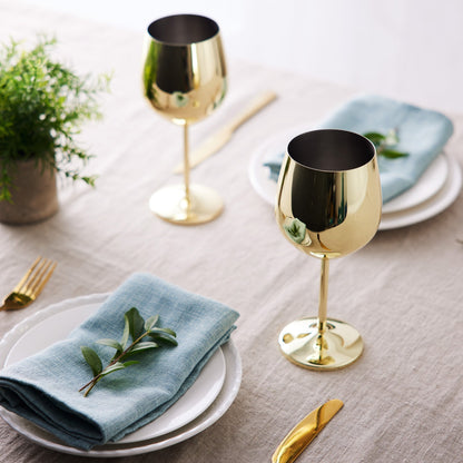 Verres à vin élégants en acier inoxydable doré au design incassable | Parfaits pour les bars à domicile et les réceptions en extérieur