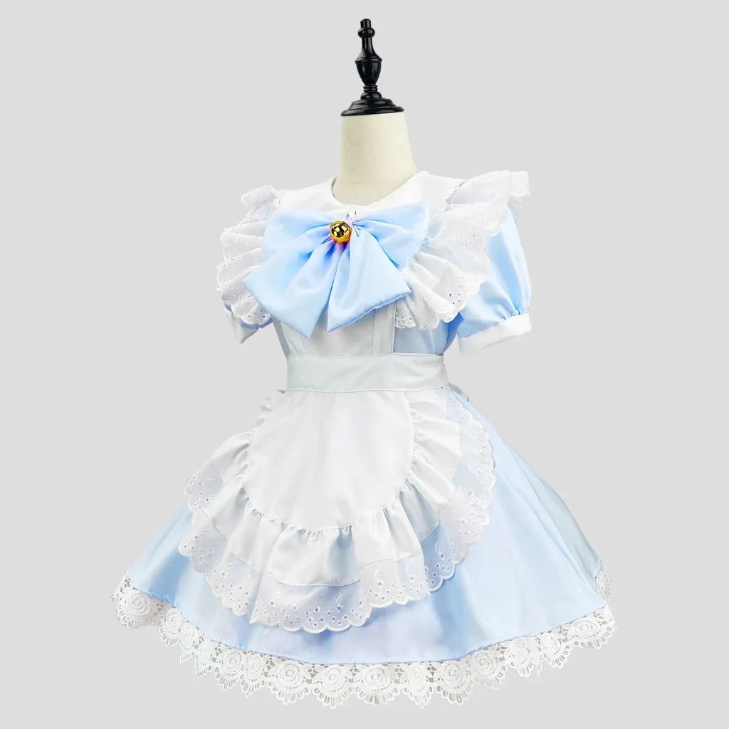 Ensemble de costume de soubrette gothique élégant avec robe à volants et tablier pour Halloween