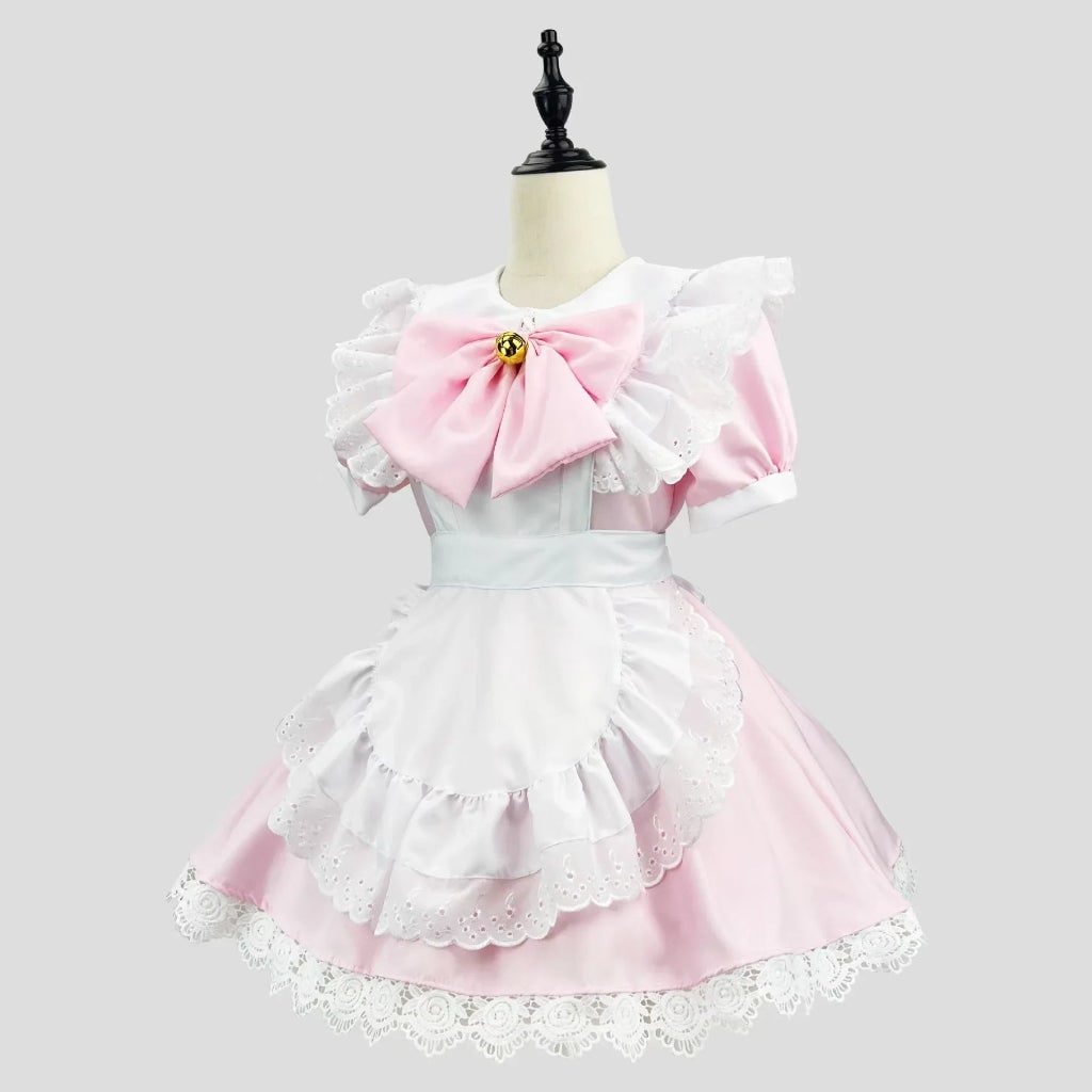 Ensemble de costume de soubrette gothique élégant avec robe à volants et tablier pour Halloween