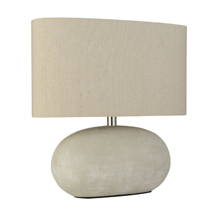 Lampe de table élégante en céramique grise avec abat-jour crème | Design moderne pour salon et chambre à coucher