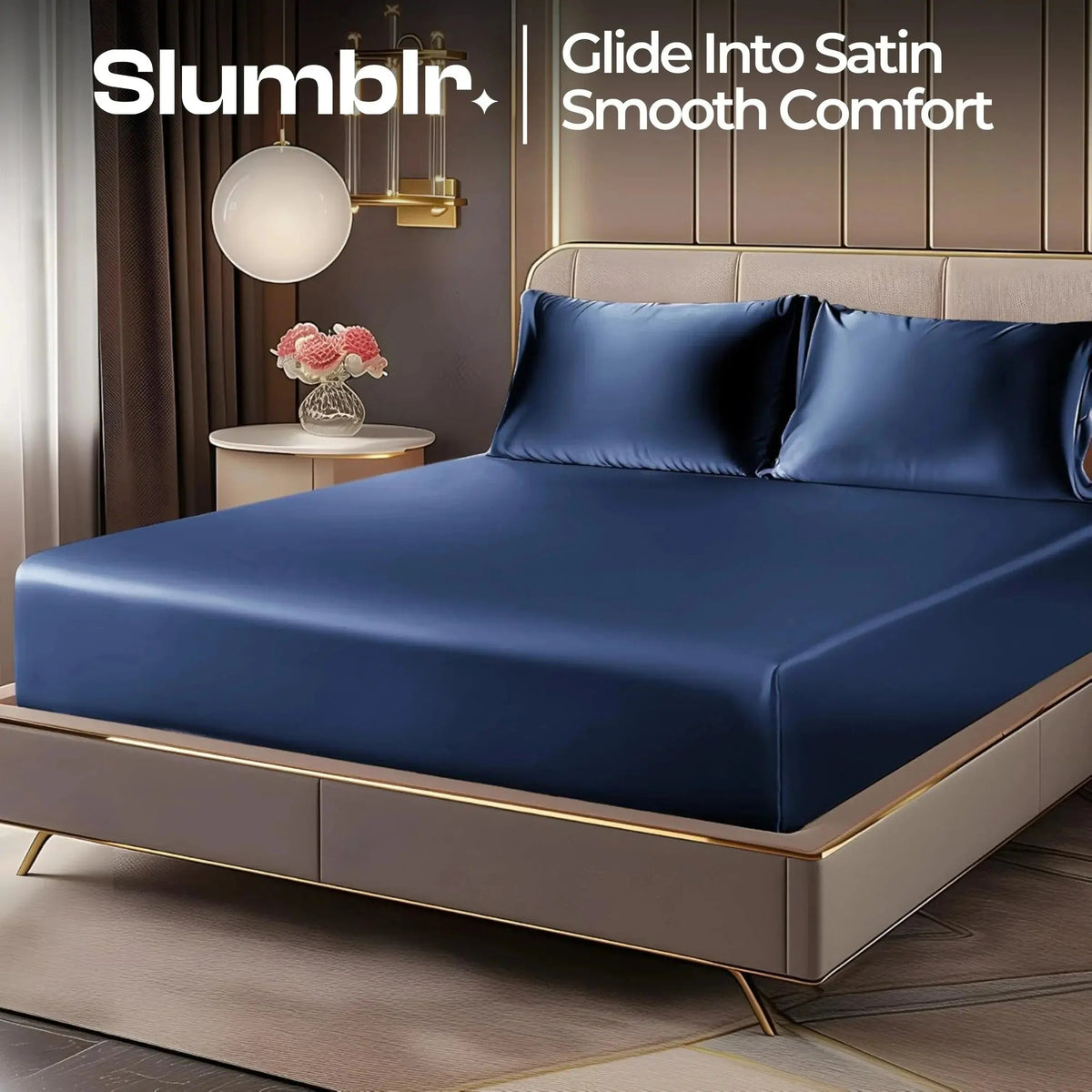 Elegant Home | Deep Pocket Fitted Sheet Set with Luxurious Satin | Soft Bedding for Ultimate Comfort