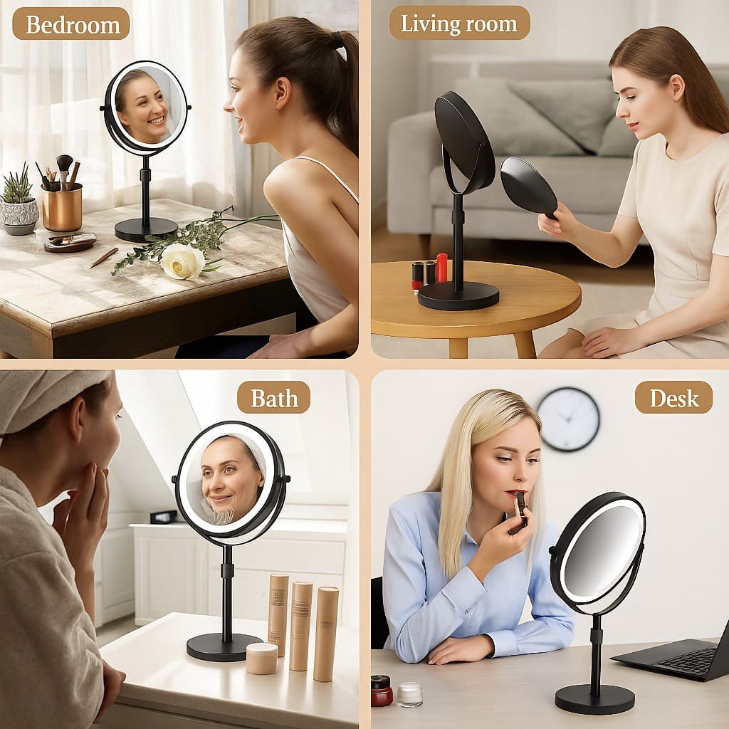 Lighted Vanity Mirror with 10X Magnification, LED Makeup Mirror with Lights, Magnifying Makeup Mirror for Bathroom