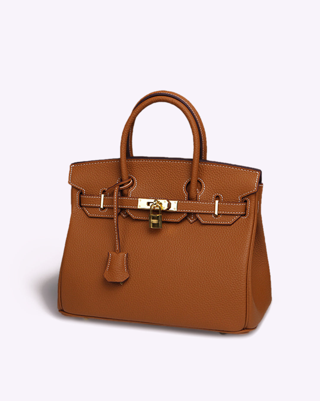 Womens Purse with Gold Lock, Leather Shoulder Bag with Detachable Strap, Womens Handbag for Work and Everyday Use