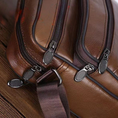 Mens Leather Shoulder Bag with Adjustable Strap, Genuine Cowhide Leather Messenger Bag for Men with Pockets, Mens Work Bag