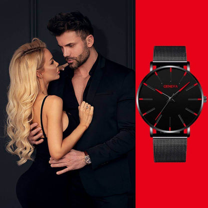 Men's Slim Quartz Analog Watch with Leather Strap – Lightweight Dress Watch for Everyday Wear, Office & Evening
