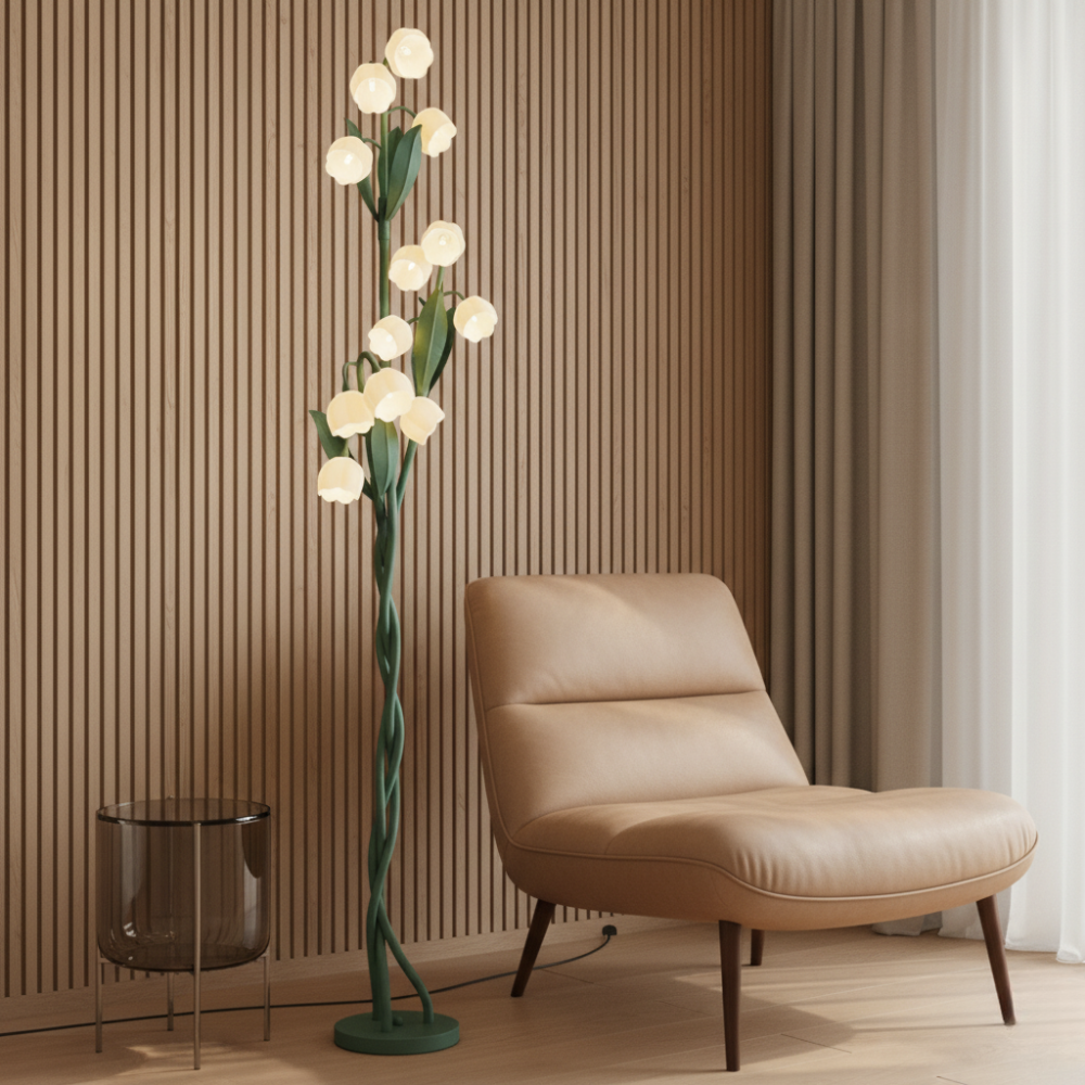 Orchidée Élégante | Lampadaire Moderne avec Port USB et Interrupteur à Pied | Éclairage Stylé pour Salon ou Chambre à Coucher