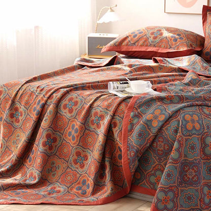 Elegant Reversible Cotton Quilt with Petal Flower Pattern | Versatile Bedding for All Seasons