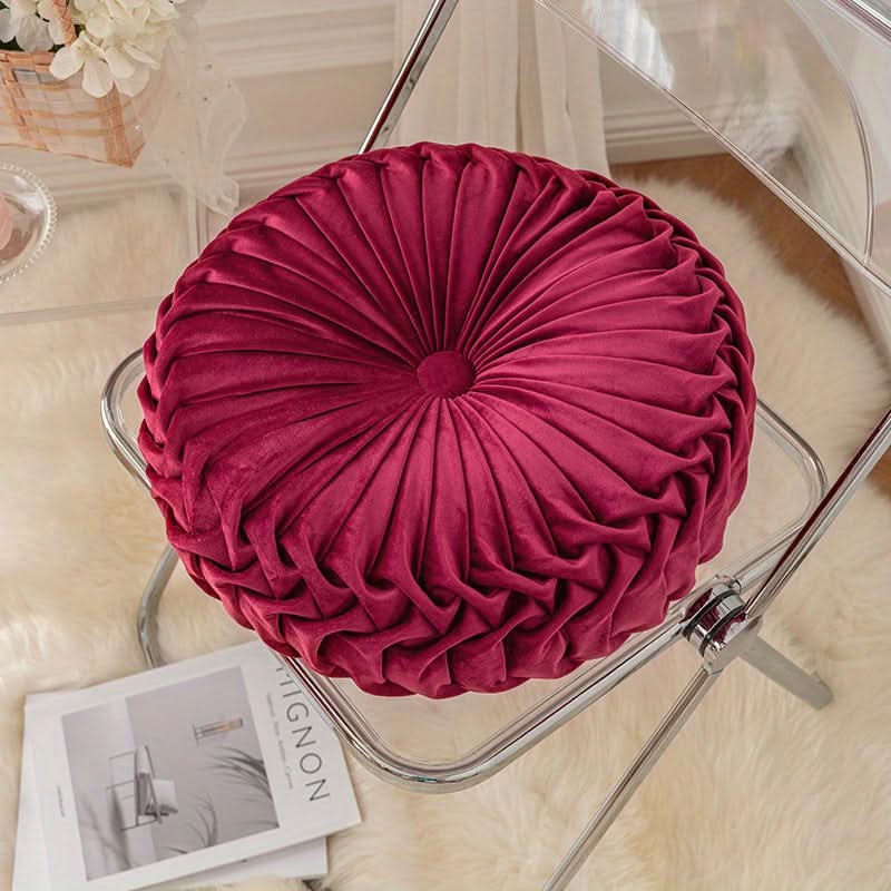 Veloura - Pleated Round Velvet Cushion