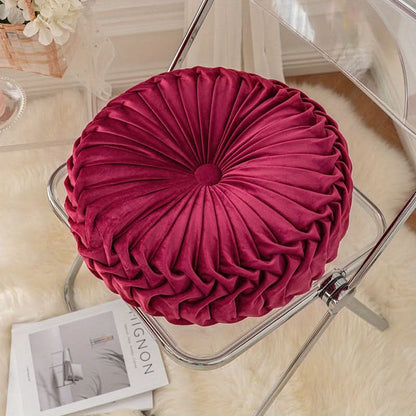 Veloura - Pleated Round Velvet Cushion
