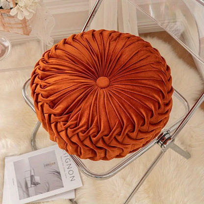 Veloura - Pleated Round Velvet Cushion