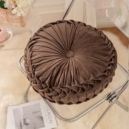 Veloura - Pleated Round Velvet Cushion