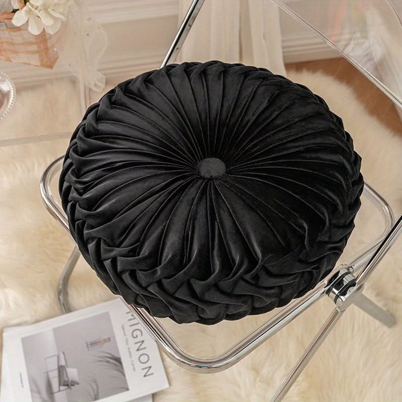Veloura - Pleated Round Velvet Cushion