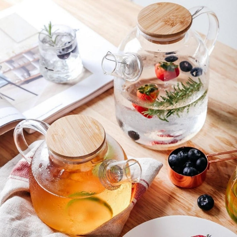 Service à thé élégant de style scandinave avec plateau en chêne et chauffe-théière | Service à thé pour adultes, idéal pour les boissons chaudes et froides