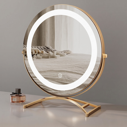 Lighted Vanity Mirror with 360 Degree Rotation, LED Makeup Mirror with Lights, Rechargeable Cordless Desk Mirror