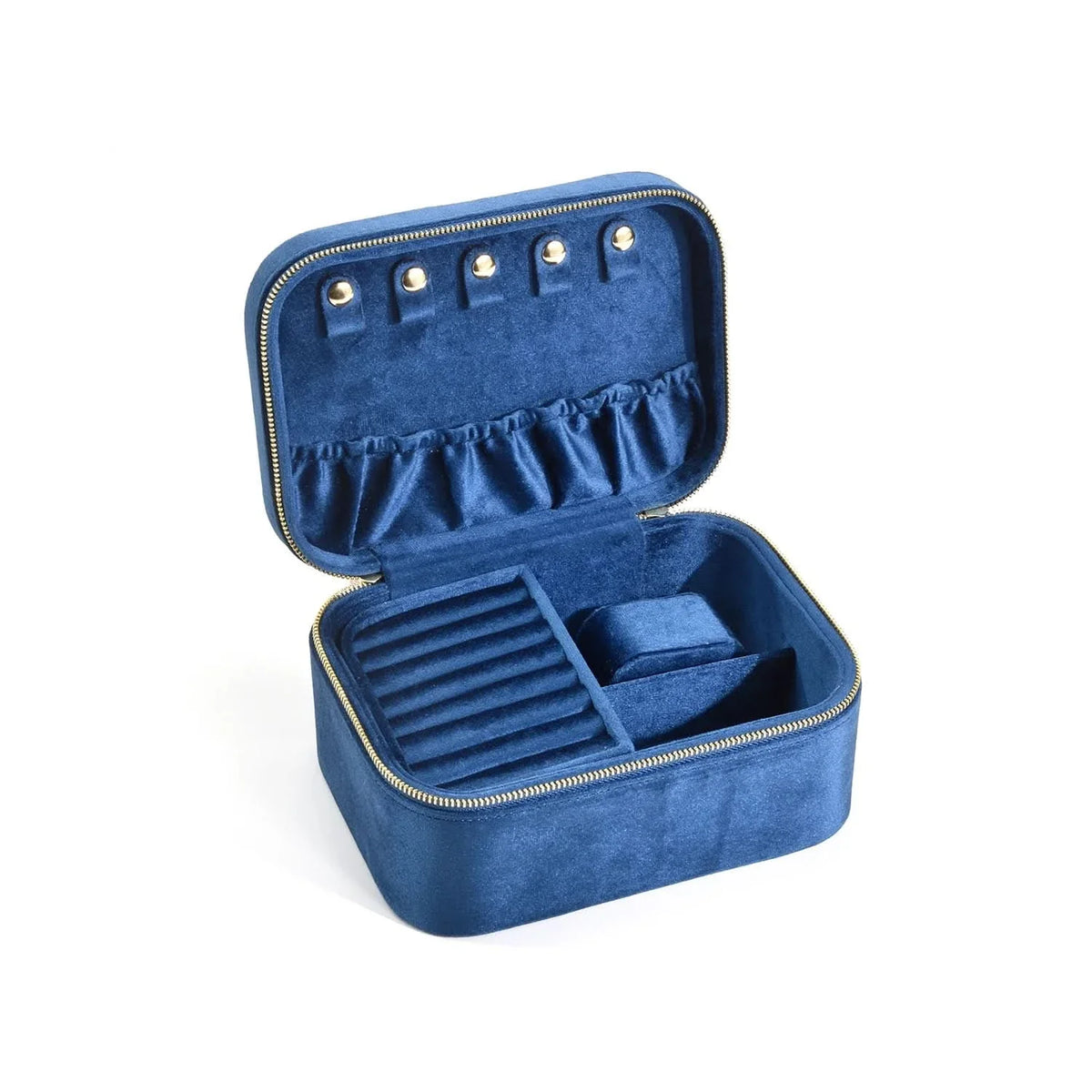 LUXEFLOW – Suede Travel Jewelry Case with Elegant Storage Design