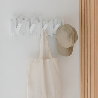 Elegant Wall Mounted Coat Rack with Foldable Hooks | Space-Saving Design for Organized Entryways