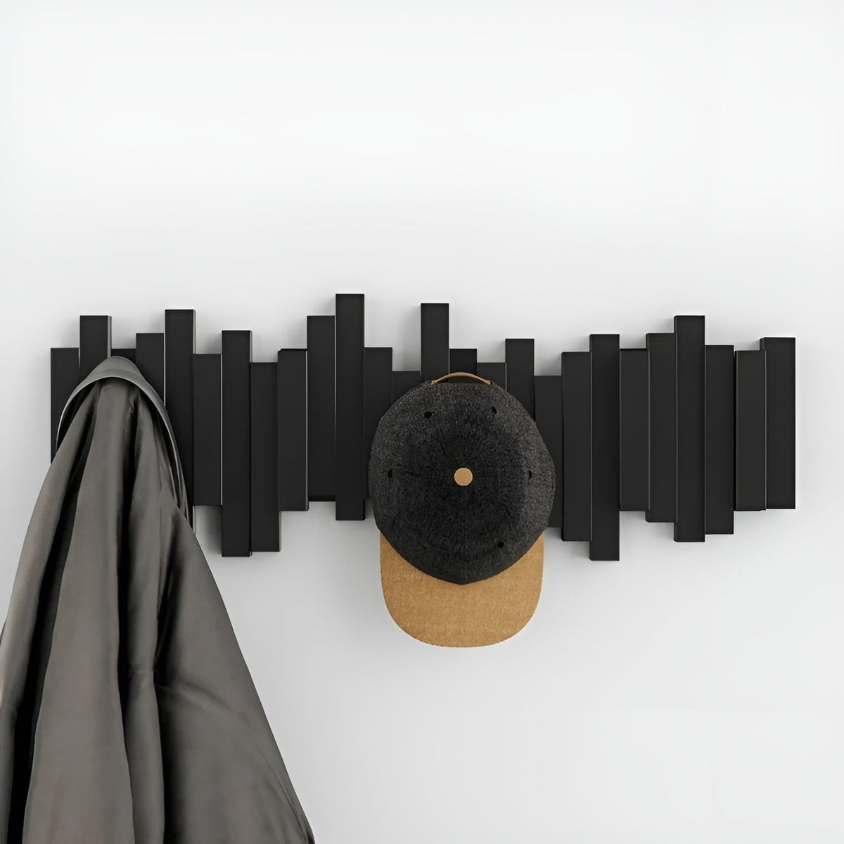 Elegant Wall Mounted Coat Rack with Foldable Hooks | Space-Saving Design for Organized Entryways