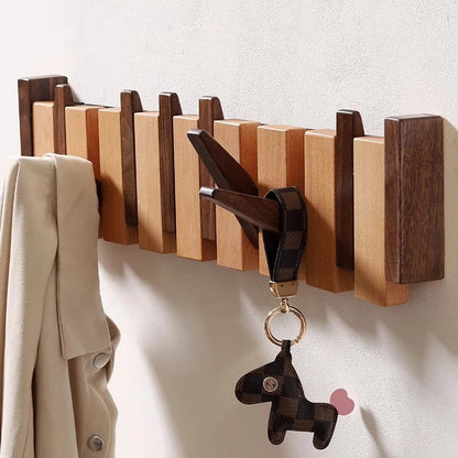 Ortekor Elegant Wooden Coat Rack Stand with Foldable Hooks | Space-Saving Design for Stylish Interiors