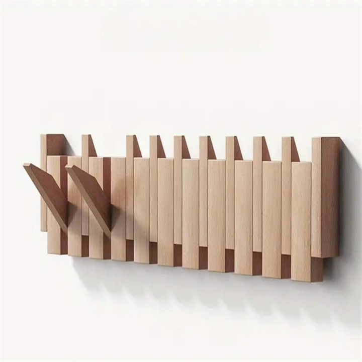 Ortekor Elegant Wooden Coat Rack Stand with Foldable Hooks | Space-Saving Design for Stylish Interiors