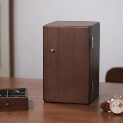 LUXELIVA – Elegant Wooden Jewelry Box with Multi-Layer Storage