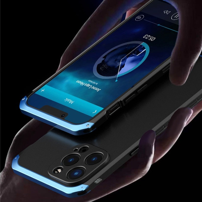 Reinforced Metal Frame iPhone Case with Camera Shield & Drop Protection for 14/15/16 Series