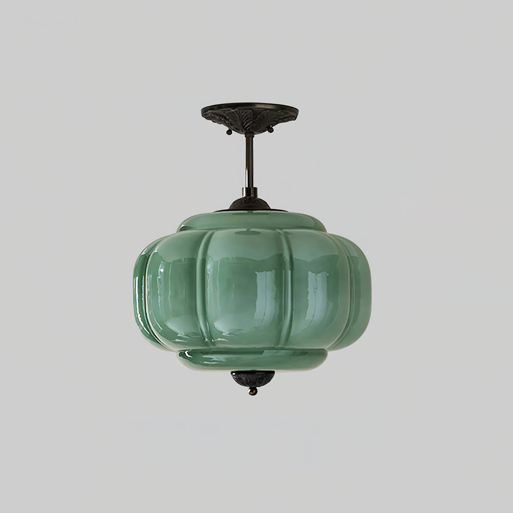 Semi-Flush Glass Ceiling Light with Metal Canopy and Dimmable Socket – Modern Ambient Fixture for Bathroom, Bedroom, Hallway, Entryway
