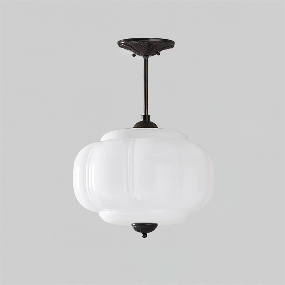 Semi-Flush Glass Ceiling Light with Metal Canopy and Dimmable Socket – Modern Ambient Fixture for Bathroom, Bedroom, Hallway, Entryway