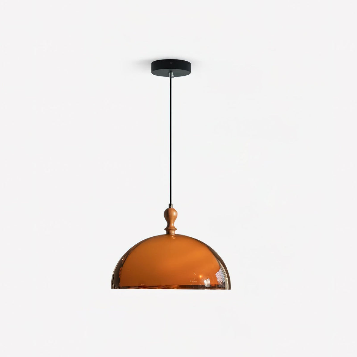 Hanging Ceiling Light Fixture with Walnut Wood Accent and Acrylic Shade 14 Inch Diameter for Kitchen Island Dining Room Table Adjustable Hei