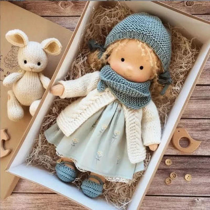 Handmade Cotton Waldorf Doll – Soft Cloth Baby Doll for Toddlers & Preschoolers – Natural Fabric Stuffed Toy for Imaginative Play, Sensory