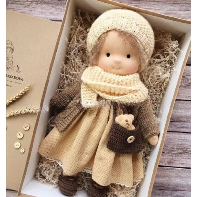 Handmade Cotton Waldorf Doll – Soft Cloth Baby Doll for Toddlers & Preschoolers – Natural Fabric Stuffed Toy for Imaginative Play, Sensory