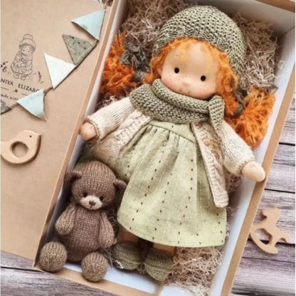 Handmade Cotton Waldorf Doll – Soft Cloth Baby Doll for Toddlers & Preschoolers – Natural Fabric Stuffed Toy for Imaginative Play, Sensory