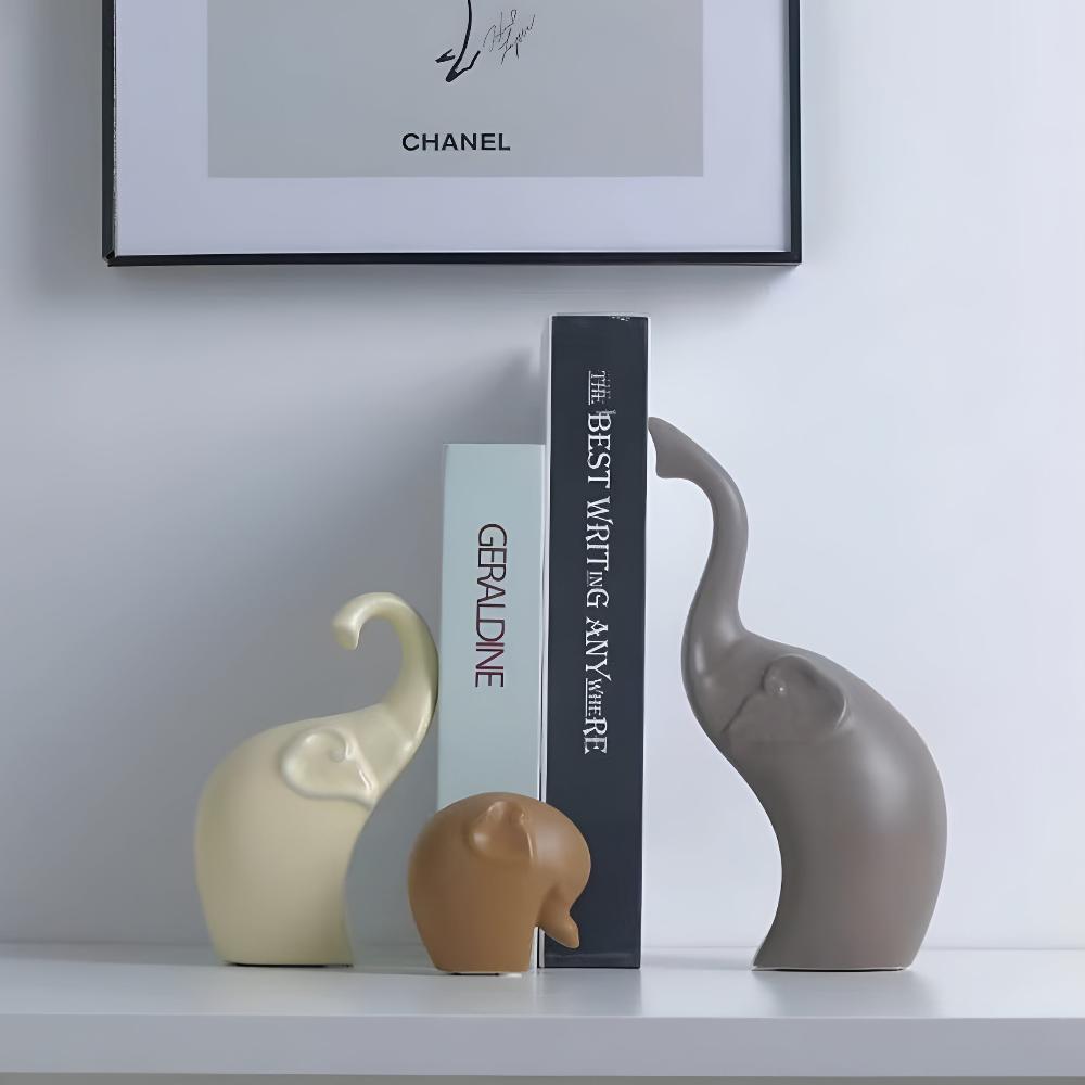 Elephant Sculpture Set - High-Quality Resin, Abstract Design