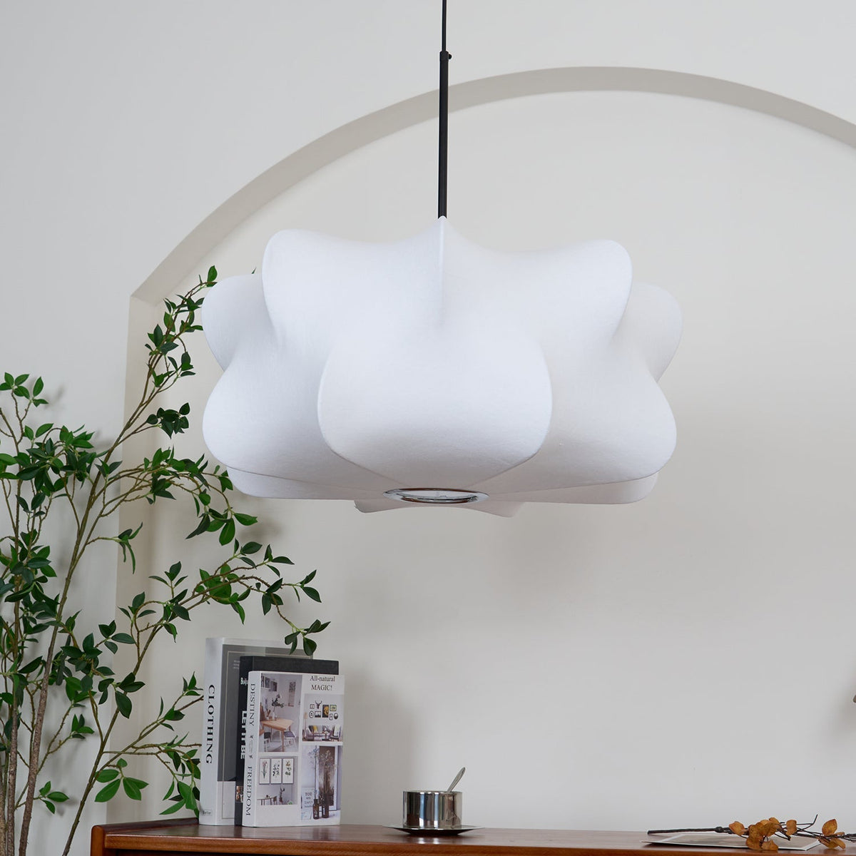 3-Light Silk Cloud Hanging Fixture White 24 in Adjustable Ceiling Mount E27 for Dining Room Living Room Kitchen Modern Indoor Overhead Light