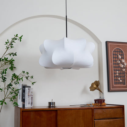 3-Light Silk Cloud Hanging Fixture White 24 in Adjustable Ceiling Mount E27 for Dining Room Living Room Kitchen Modern Indoor Overhead Light
