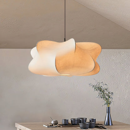 3-Light Silk Cloud Hanging Fixture White 24 in Adjustable Ceiling Mount E27 for Dining Room Living Room Kitchen Modern Indoor Overhead Light
